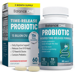 Balance ONE probiotic bottle front for daily gut support.