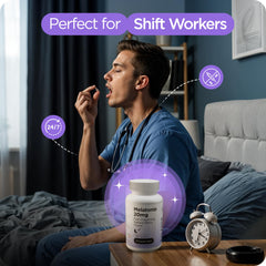 Relaxed bedtime scene with Balancebreens melatonin signaling calm, restful nights.
