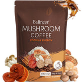 Balincer Mushroom Coffee packaging showcases premium blend for focused mornings.