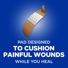 Band-Aid Curitas almohadilla sin dolor facilita retirarlas sin tirar de la piel.