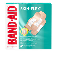 Band-Aid Skin-Flex on hand with a flexible, skin-like fit for daily activities.