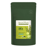 Banyan Botanicals Amla powder bottle shows premium organic amla for daily nutrition and antioxidants.