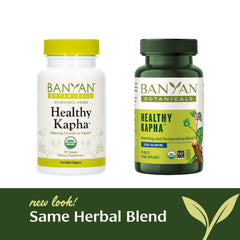 Healthy Kapha capsules with golden color suggesting gentle invigoration