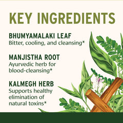Banyan Botanicals Liver Formula ingredient list featuring guduchi and amalaki.