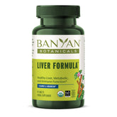 Banyan Botanicals Liver Formula tablets front label showing organic herbs.