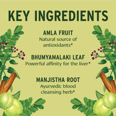 Organic amla and kalmegh herbs in a natural Banyan Botanicals blend