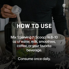 Bare Performance Nutrition BPN Collagen Protein in a smoothie; supports daily strength