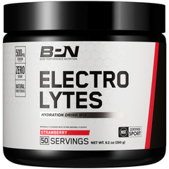 Bare Performance Nutrition BPN electrolytes bottle with strawberry flavor for workouts.