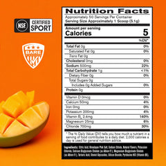 BPN Electrolytes mango powder dissolving in glass for quick mix and hydration
