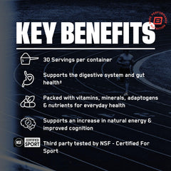 BARE PERFORMANCE NUTRITION Strong Greens dissolves easily for a refreshing digestive support drink.
