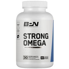 BARE PERFORMANCE NUTRITION Strong Omega soft gel bottle highlighting 1290mg fish oil for heart support