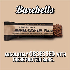 Barebells Caramel Cashew bar chocolate coating highlights premium taste