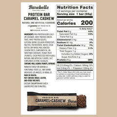 Barebells Caramel Cashew bar close-up showing caramel filling