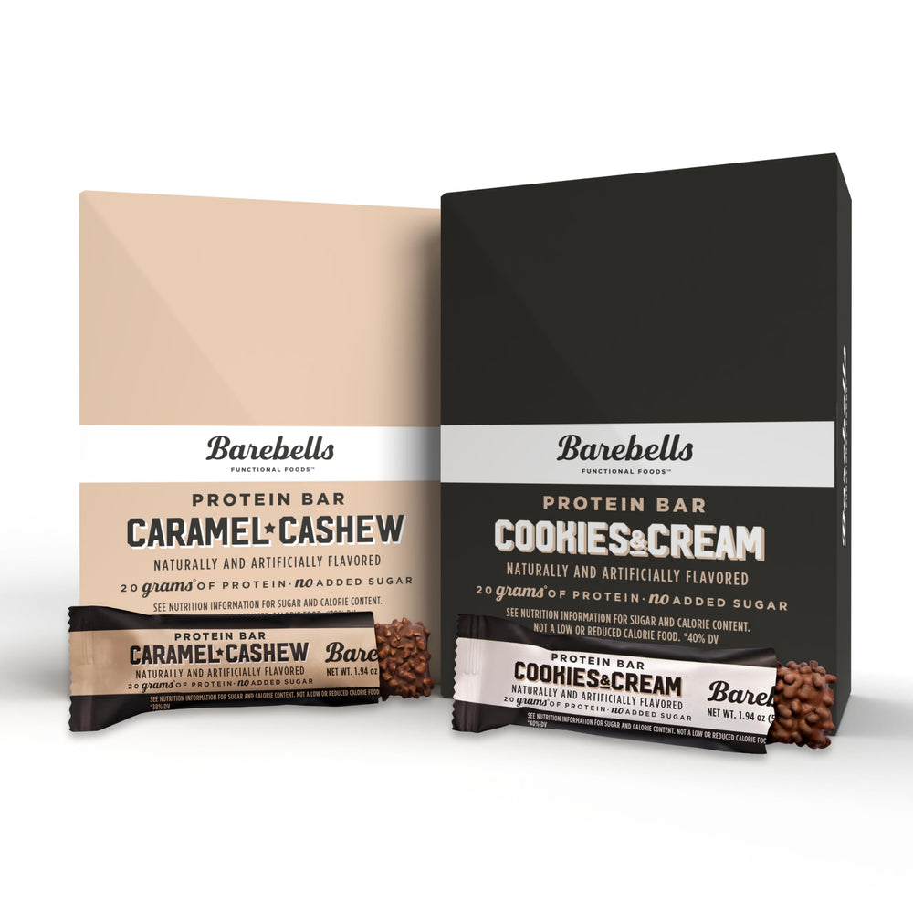 Barebells Caramel Cashew bar packaging displayed for easy shopping.