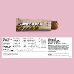 Barebells Caramel Choco Chip Bar cross-section shows soft texture and layers