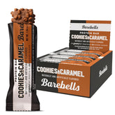 Barebells Cookies and Caramel bar with milk chocolate coating, ideal for on-the-go snacking.