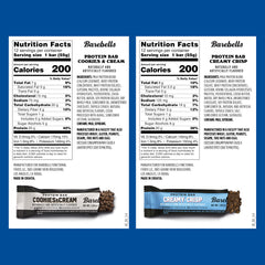 Barebells Cookies and Cream bar pack showcases a soft texture and 20g protein.
