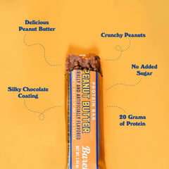 Barebells peanut butter bar with crispy rice topping adds texture for a satisfying bite.