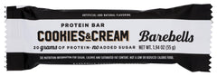 Barebells Cookies & Cream protein bar, 20 g protein, no added sugar, on-the-go snack.