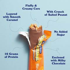Barebells Soft Bar Salted Peanut Caramel in gym bag for on-the-go protein