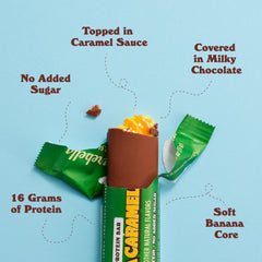 Barebells Soft Bars Banana Caramel on-the-go pack in bag.