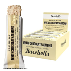 Barebells White Chocolate Almond bar pack, 12 bars for on-the-go protein.
