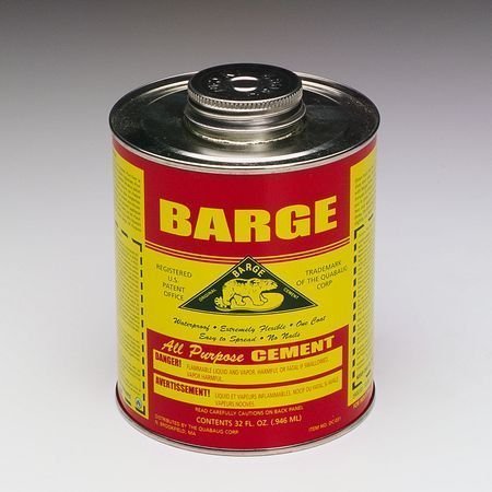 Barge cement quart with brush-on-lid for quick repairs on leather, rubber, and vinyl