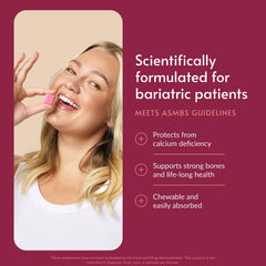 Bariatric Advantage Calcium Citrate Chewy Bites packaging, shows 500 mg calcium citrate and vitamin D3