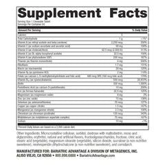 Close-up of Bariatric Advantage chewable High ADEK iron tablets for easy dosing.