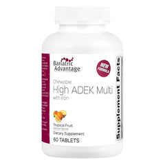 Bariatric Advantage chewable High ADEK iron tablets support bariatric nutrition.