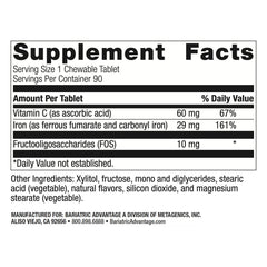 Bariatric Advantage 29mg iron tablet closeup showing texture