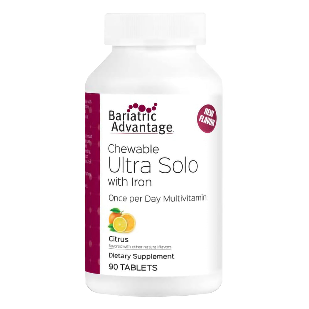 Bariatric Advantage Ultra Solo iron bottle front, gluten-free citrus daily support