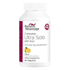 Bariatric Advantage Ultra Solo iron bottle front, gluten-free citrus daily support
