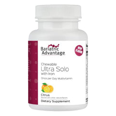 Bariatric Advantage Chewable Ultra Solo iron tablet closeup, daily nutrition for bariatric patients.