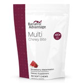 Bariatric Advantage Multi Chewy Bite packaging with strawberry watermelon flavor and 60-count bottle for daily use