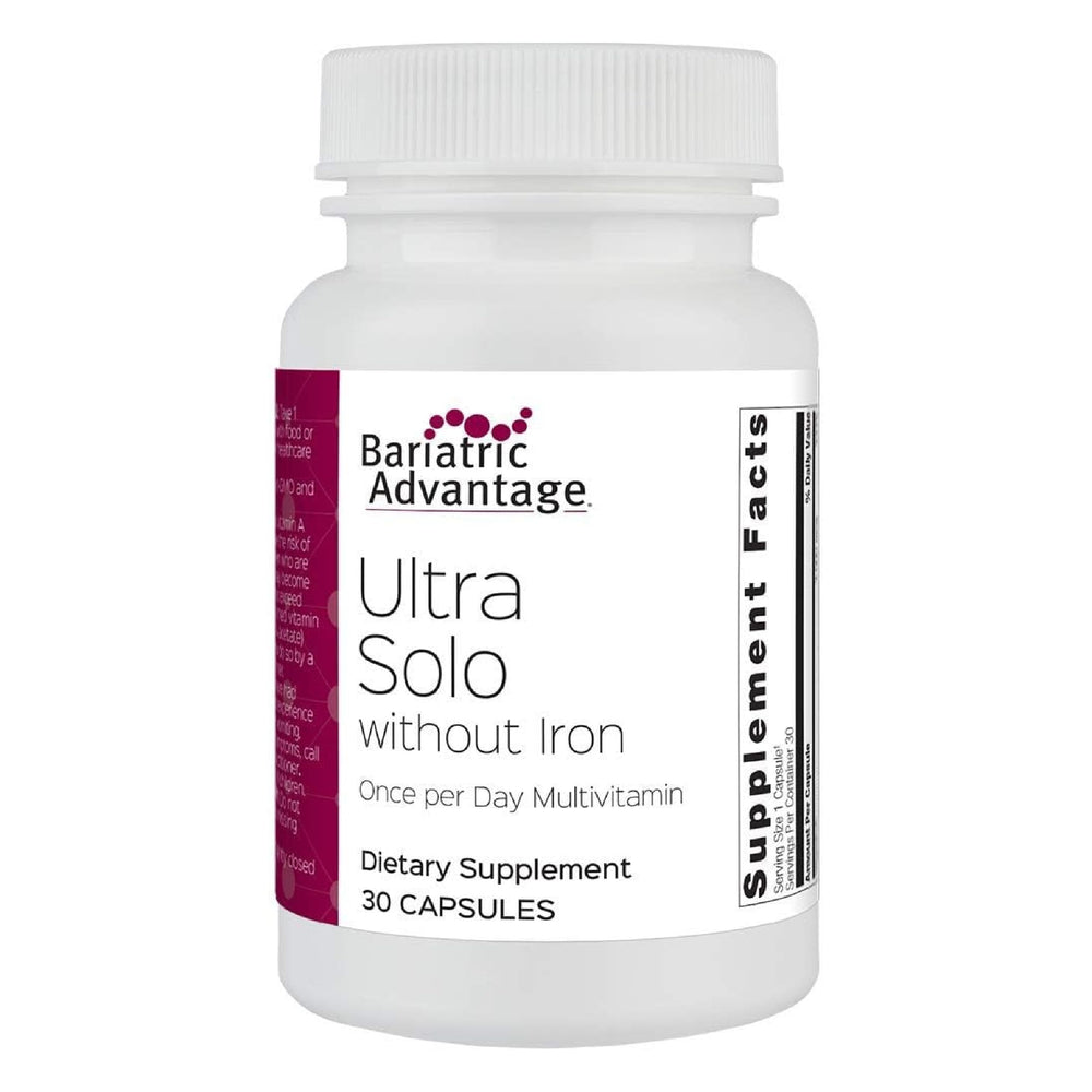 Bariatric Advantage Ultra Solo Without Iron bottle front shows daily nutrition support