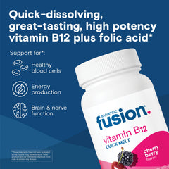 Bariatric Fusion B12 Melts tablets dissolving demonstrates fast sublingual absorption.