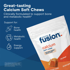 Bariatric Fusion calcium chews close-up texture highlights soft caramel bite for tasty everyday supplementation