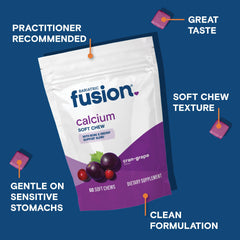 Label on Bariatric Fusion calcium chews bottle highlights vitamin D3 and minerals