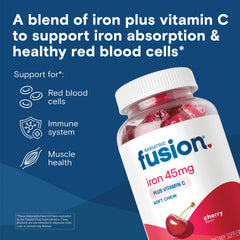 Bariatric Fusion cherry iron soft chew closeup highlights chewy texture and flavor.