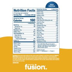 Bariatric Fusion Chicken Soup tub with serving scoop displays 21 servings