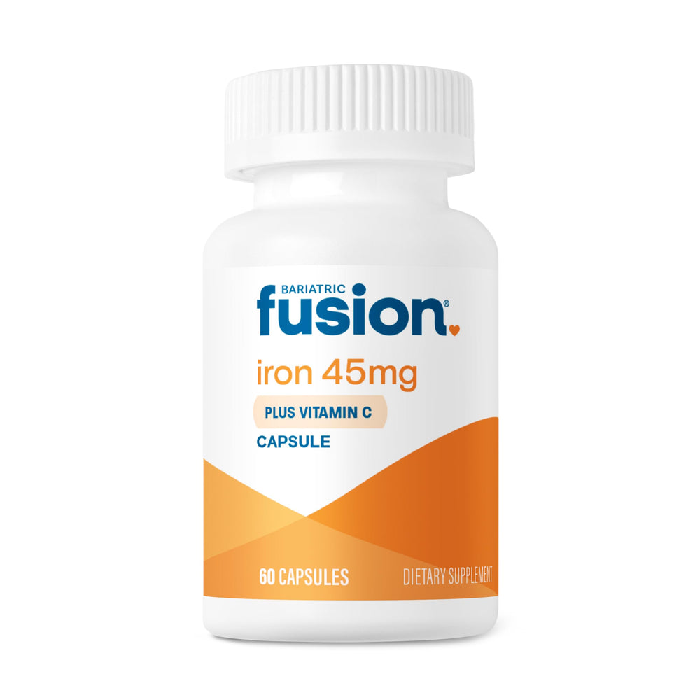Bariatric Fusion Iron 45mg capsule close-up for daily iron support.
