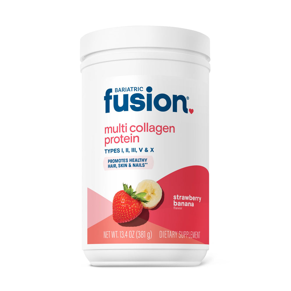 Bariatric Fusion strawberry banana multi collagen bottle for post-surgery nutrition