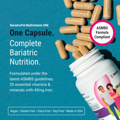 BariatricPal Multivitamin ONE bottle back reveals nutritional facts and daily values.