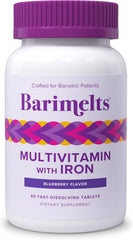 Barimelts bariatric multivitamin bottle with iron for post-op nutrition support