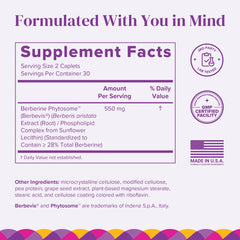 Barimelts Berberine Phytosome caplets poured for easy dosing and smooth swallowing.