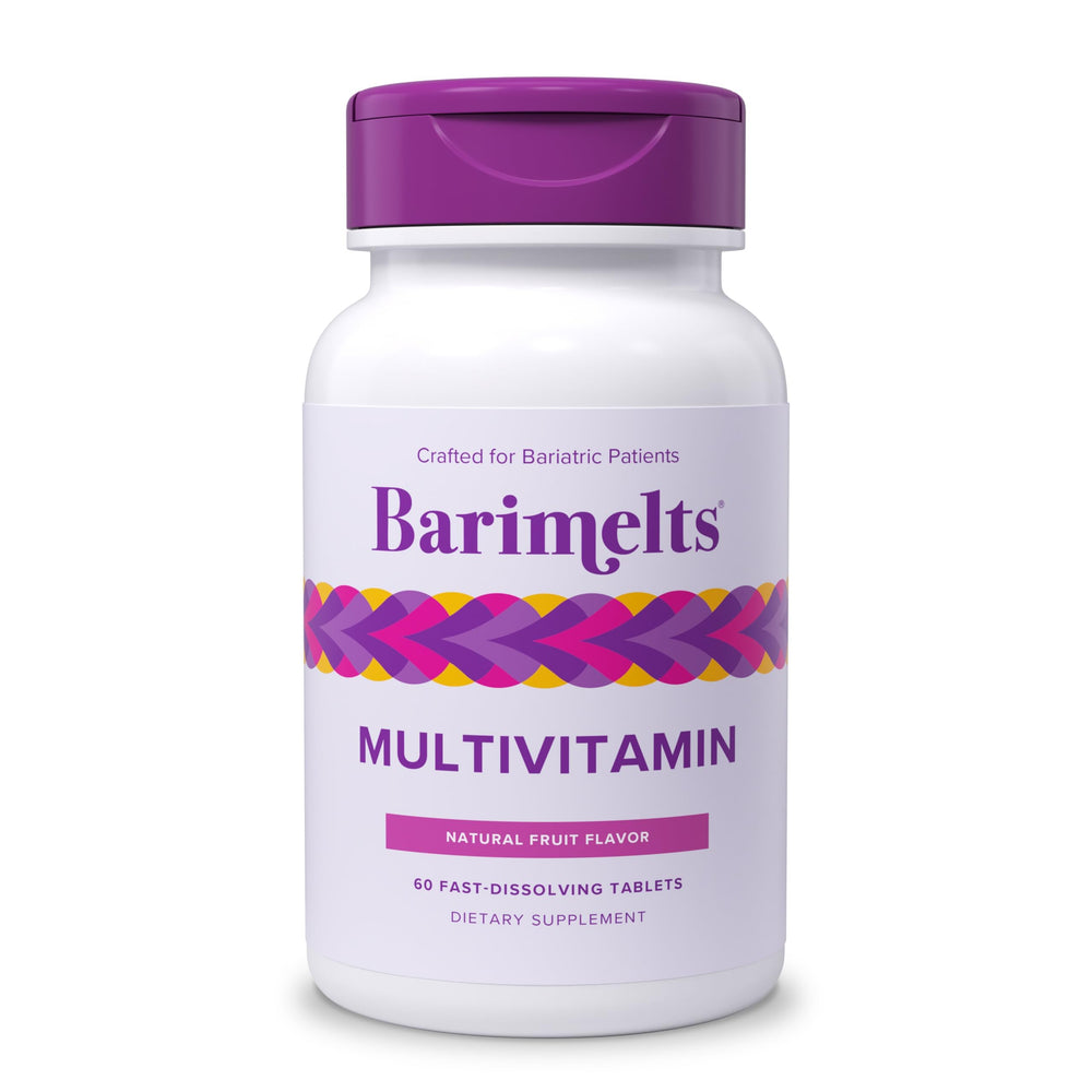 Barimelts multivitamin tablets in close-up showing two dissolving pills for post-surgery nutrition