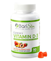 BariSlim Vitamin D-3 Gummies bottle supports post-bariatric wellness and bone health.
