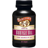 Barlean's Borage Oil softgels bottle showcasing 60-count supply for daily GLA support