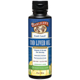 Barlean's cod liver oil bottle pour supports daily omega-3 intake
